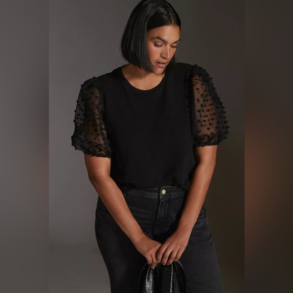 MAEVE Woven Puff-Sleeve Top black size large - Picture 5 of 9